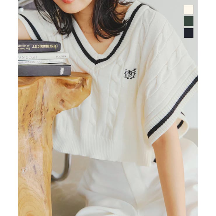 ラインケーブルニットベスト［N1094］ | KOBE LETTUCE | 詳細画像1 