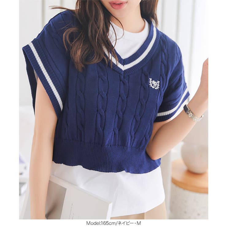 ラインケーブルニットベスト［N1094］[品番：KO000014607]｜KOBE