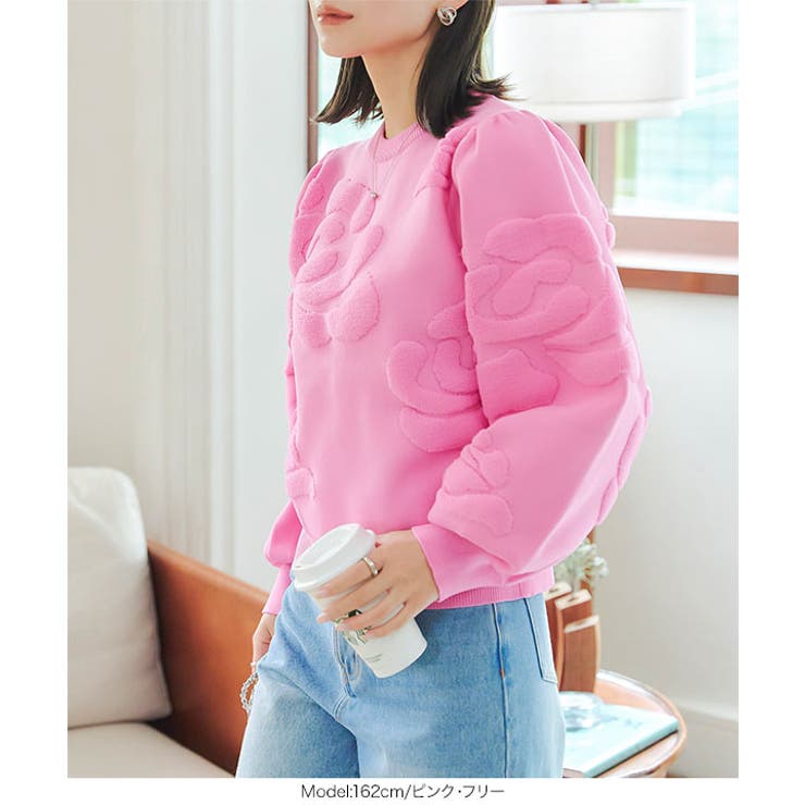 薔薇柄ボリュームスリーブニットトップス［N1117］ | KOBE LETTUCE | 詳細画像8 