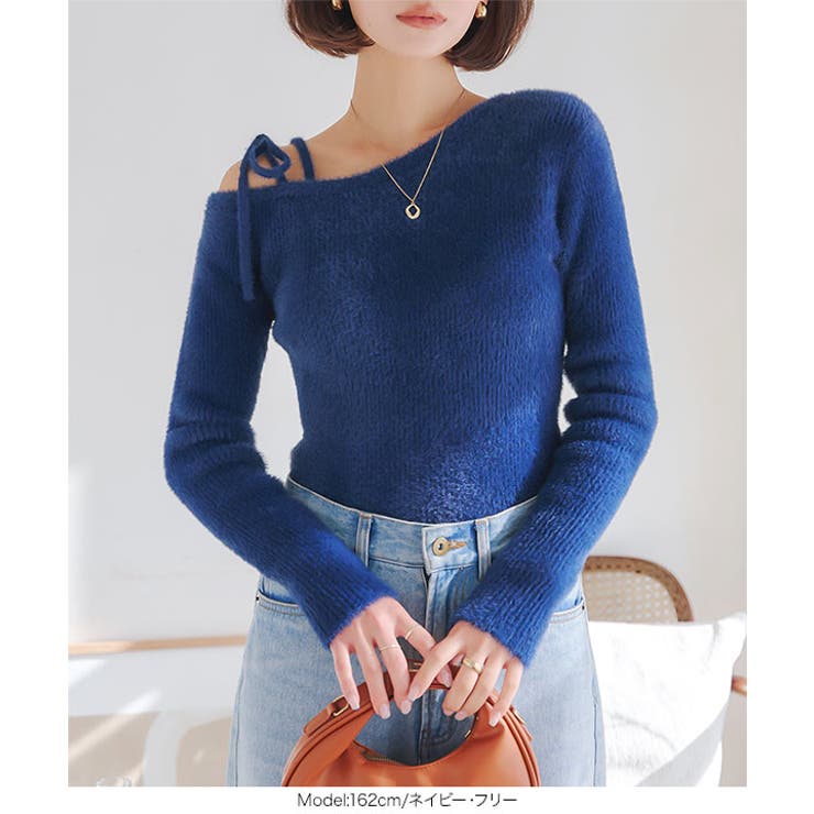 ワンショルダーフェザーニットトップス［N1133］ | KOBE LETTUCE | 詳細画像3 