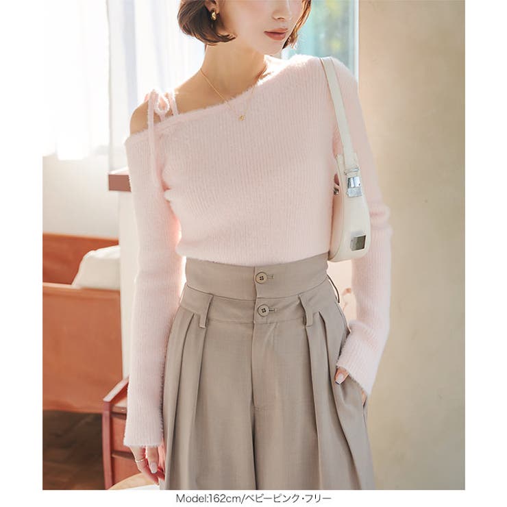 ワンショルダーフェザーニットトップス［N1133］ | KOBE LETTUCE | 詳細画像5 