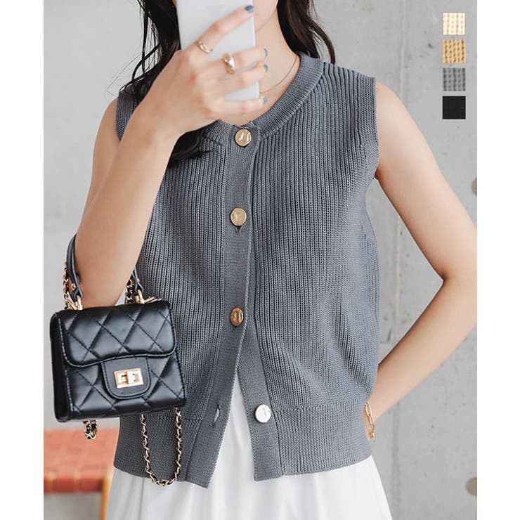 ゴールドボタンニットベスト［N1144］[品番：KO000014997]｜KOBE