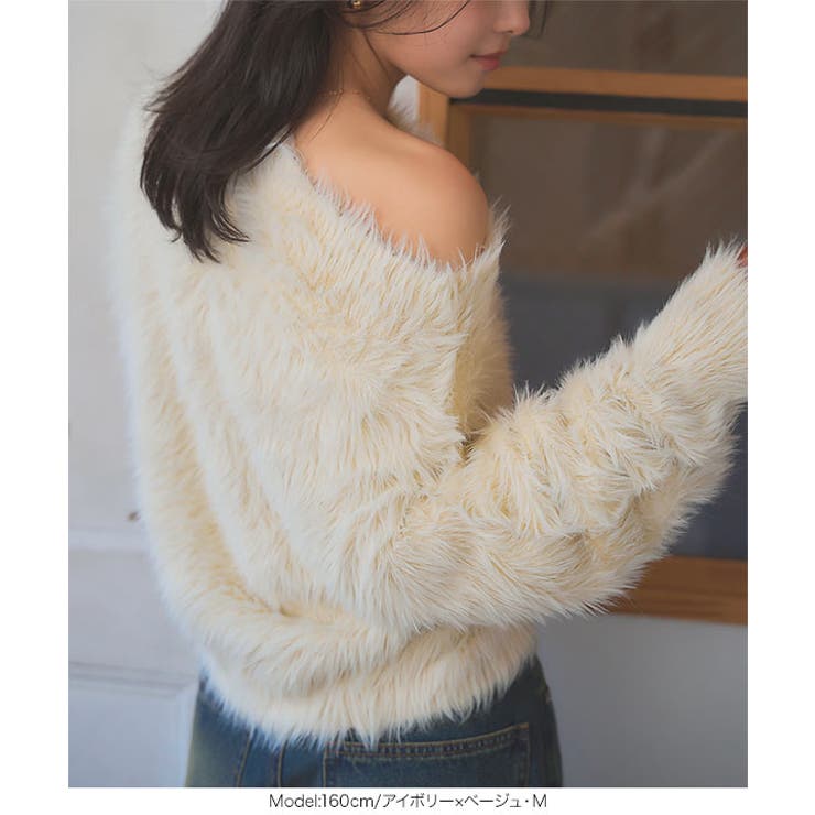 ミックスシャギーフェザーオフショルニットトップス［N1147］ | KOBE LETTUCE | 詳細画像3 