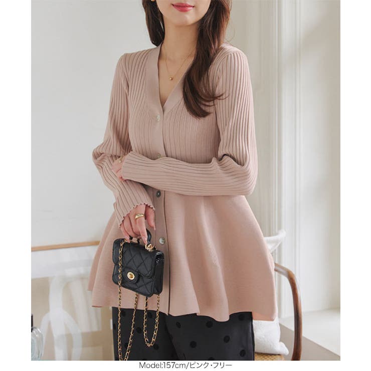 Vネックペプラムリブカーディガン［N1155］ | KOBE LETTUCE | 詳細画像6 