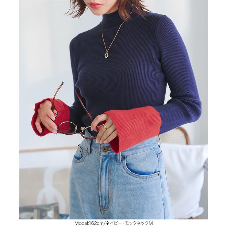 袖先配色フレアスリーブニットトップス［N1157］ | KOBE LETTUCE | 詳細画像11 