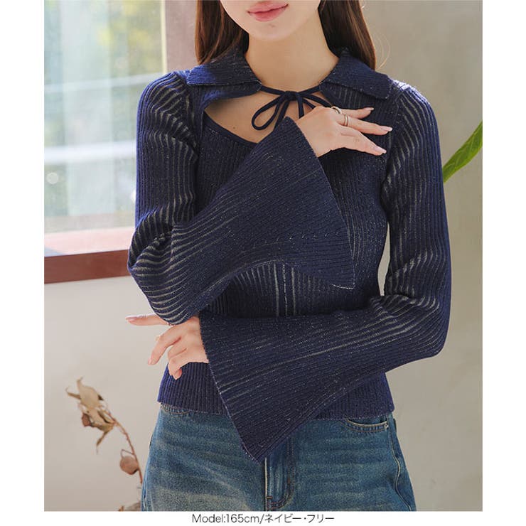 リボンダブルジップニットトップス［N1167］ | KOBE LETTUCE | 詳細画像2 