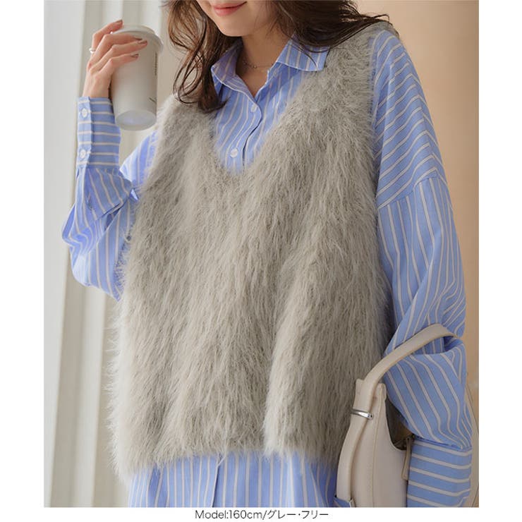 シャギーロングニットベスト［N1169］ | KOBE LETTUCE | 詳細画像2 