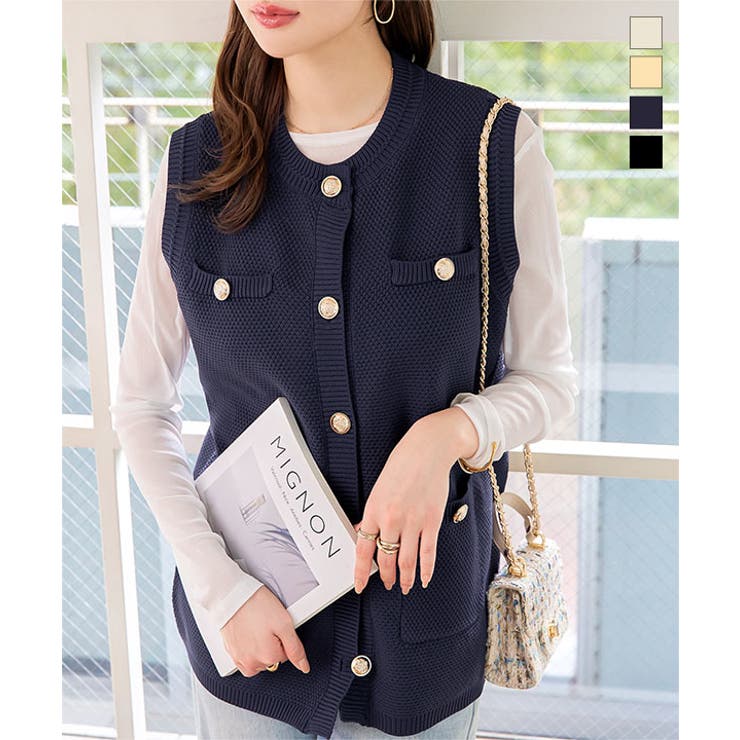 ノースリーブロングニットジャケット［N1172］ | KOBE LETTUCE | 詳細画像1 