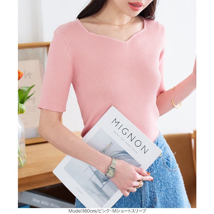 ハートネックリブニットトップス［N1177］ | KOBE LETTUCE | 詳細画像5 