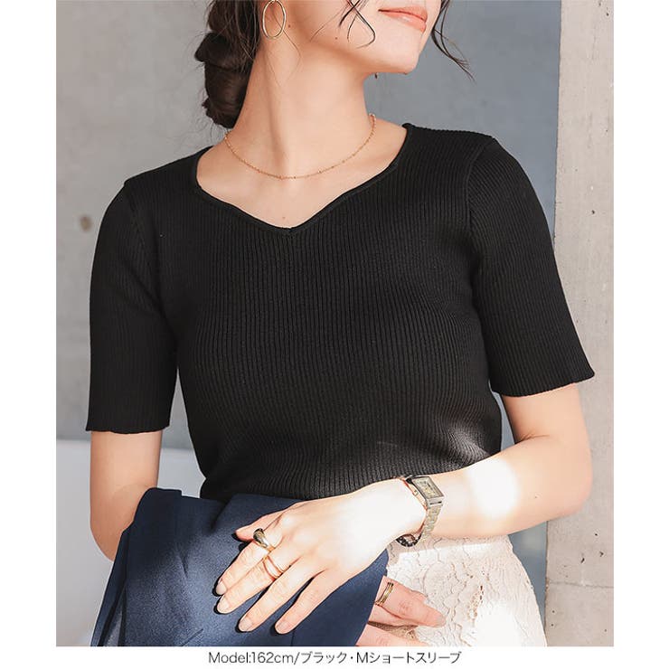 ハートネックリブニットトップス［N1177］ | KOBE LETTUCE | 詳細画像12 