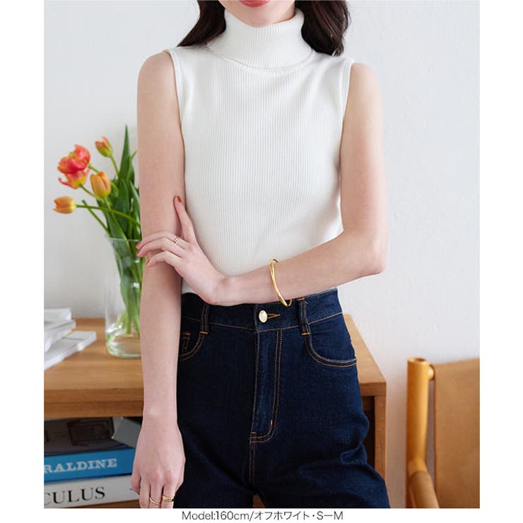 タートルネックノースリーブリブニット［N1178］ | KOBE LETTUCE | 詳細画像7 