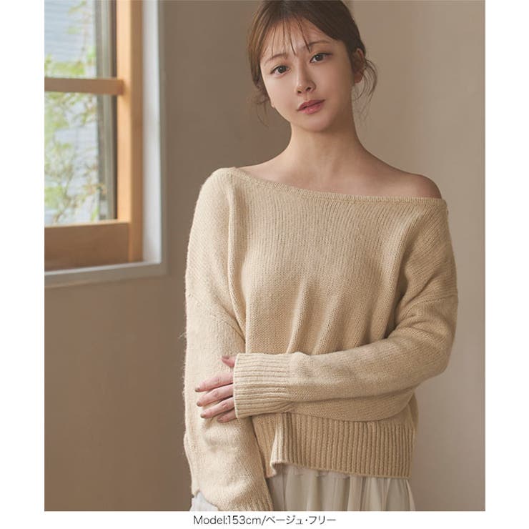 チョーカーリボンワンショルダーニットトップス チョーカーリボン ワンショルダー | KOBE LETTUCE | 詳細画像14 