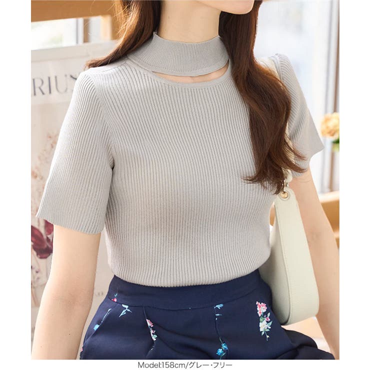 ネックカットモックネック半袖ニットトップス［N1194］ | KOBE LETTUCE | 詳細画像5 