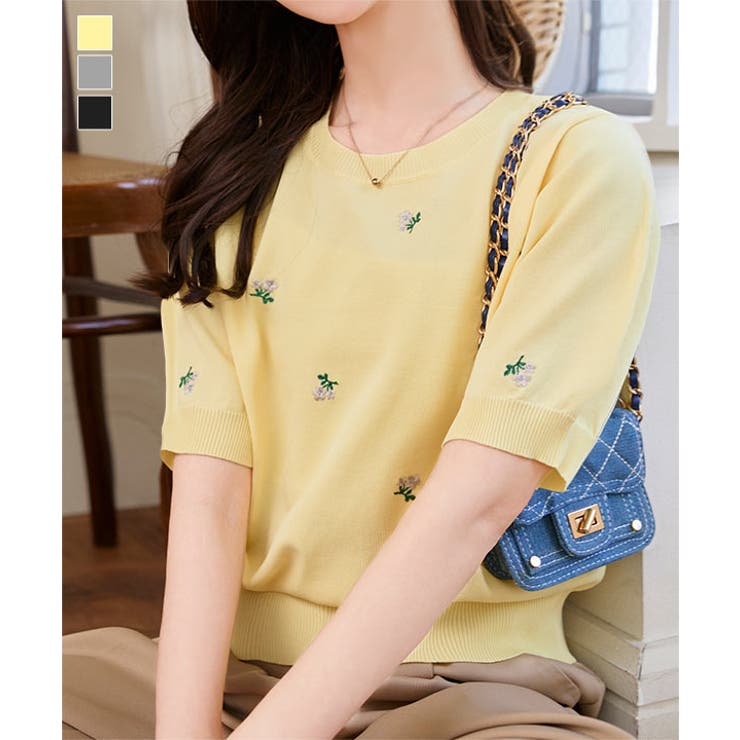 総柄刺繍ニットトップス［N1196］[品番：KO000015359]｜KOBE
