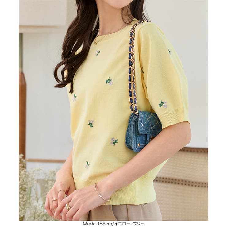 総柄刺繍ニットトップス［N1196］[品番：KO000015359]｜KOBE