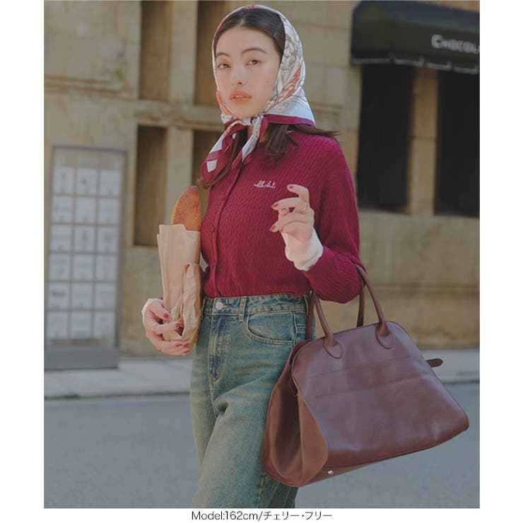 シアースリーブロゴ刺繍ケーブルニットカーディガン［N1205］ ケーブルニット … | KOBE LETTUCE | 詳細画像6 