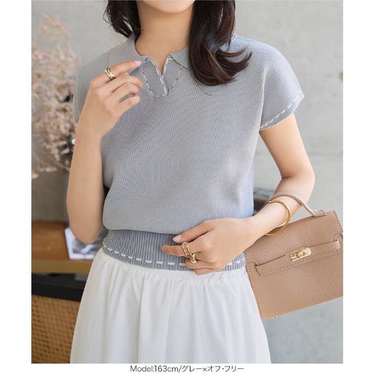 ステッチ ポロニット ノースリ | KOBE LETTUCE | 詳細画像5 