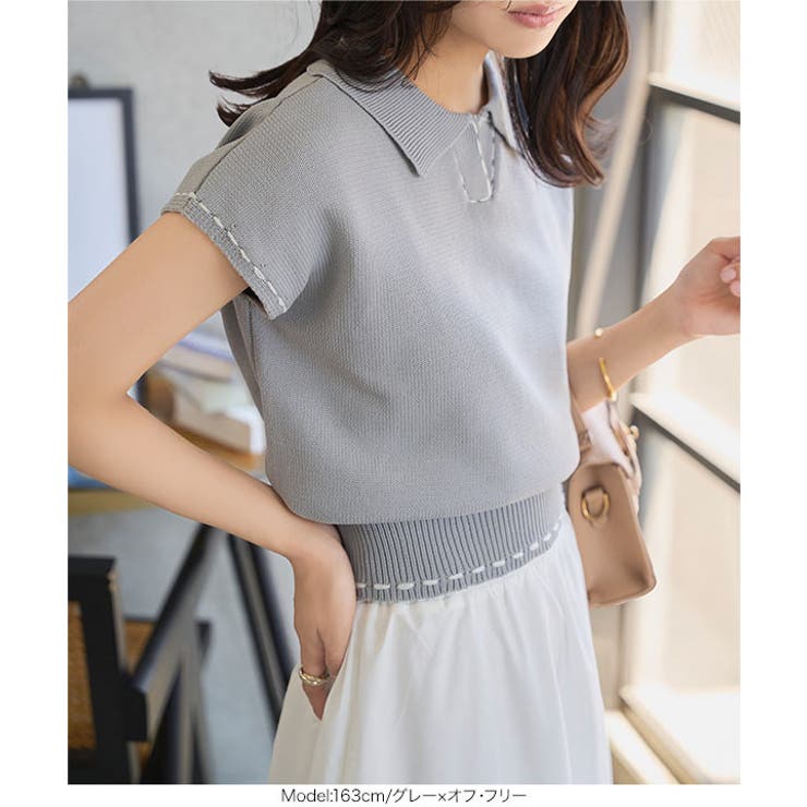 ステッチ ポロニット ノースリ | KOBE LETTUCE | 詳細画像6 