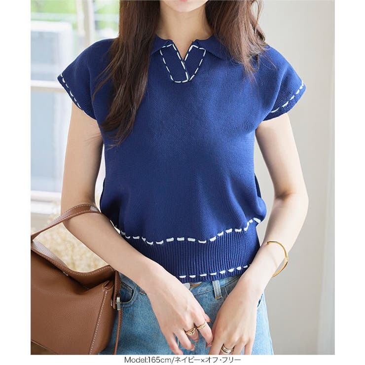 ステッチ ポロニット ノースリ | KOBE LETTUCE | 詳細画像7 