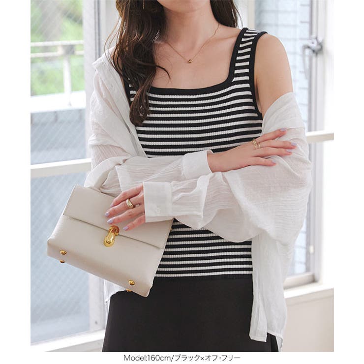 肩紐隠しテープ付きスクエアリブニット［N1214］ | KOBE LETTUCE | 詳細画像13 