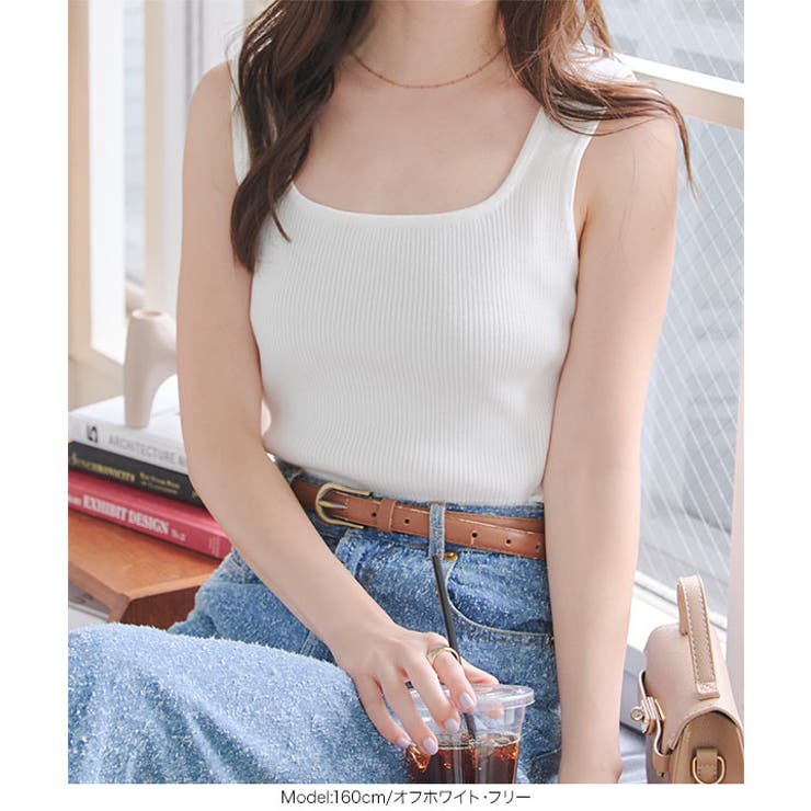 肩紐隠しテープ付きスクエアリブニット［N1214］ | KOBE LETTUCE | 詳細画像5 