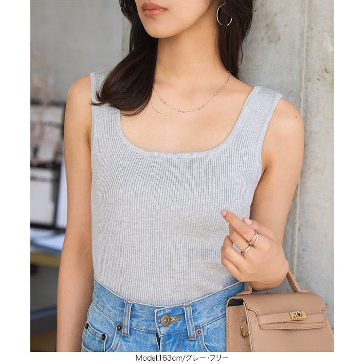 肩紐隠しテープ付きスクエアリブニット［N1214］ | KOBE LETTUCE | 詳細画像6 