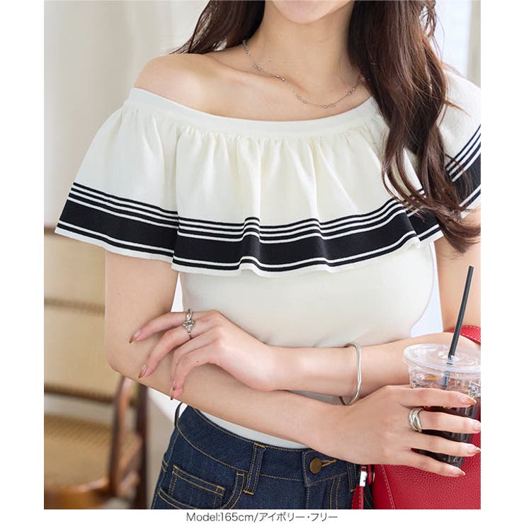 ケープカラーオフショルサマーニットトップス［N1222］ | KOBE LETTUCE | 詳細画像6 