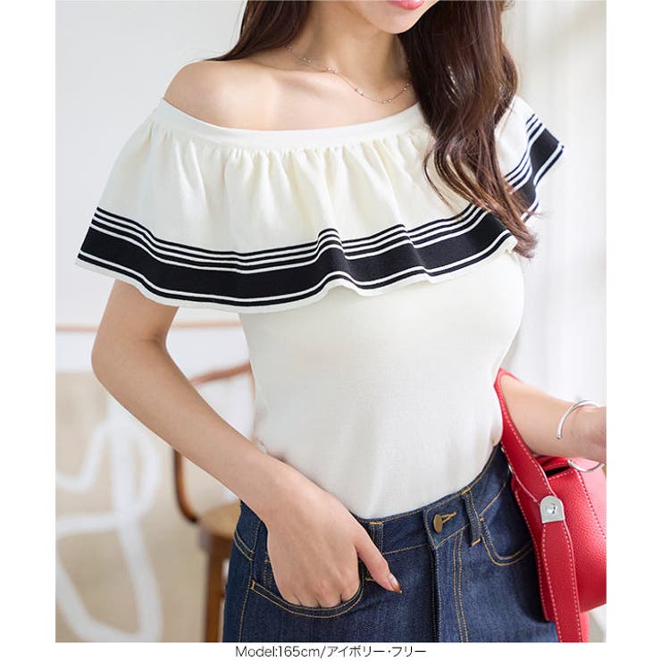 ケープカラーオフショルサマーニットトップス［N1222］ | KOBE LETTUCE | 詳細画像7 