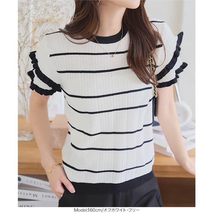 ティアードスリーブサマーニットトップス［N1223］サマーニット トップス 夏 | KOBE LETTUCE | 詳細画像6 