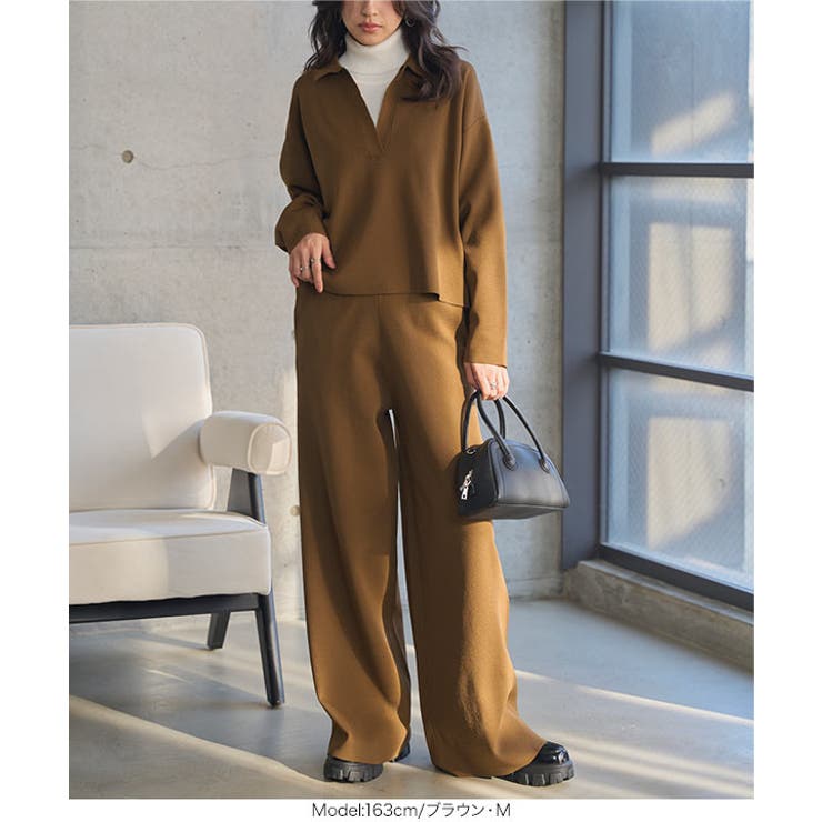 スポンディッシュニットスキッパートップス×ワイドパンツセットアップ トップス × | KOBE LETTUCE | 詳細画像11 