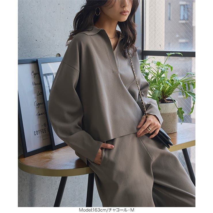 スポンディッシュニットスキッパートップス×ワイドパンツセットアップ トップス × | KOBE LETTUCE | 詳細画像13 