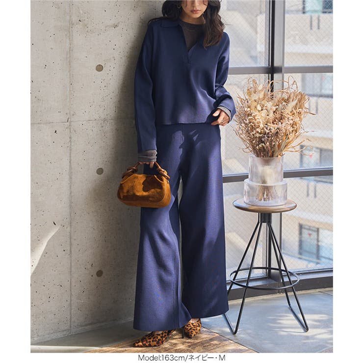 スポンディッシュニットスキッパートップス×ワイドパンツセットアップ トップス × | KOBE LETTUCE | 詳細画像8 