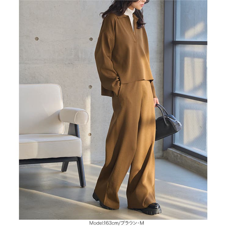 スポンディッシュニットスキッパートップス×ワイドパンツセットアップ トップス × | KOBE LETTUCE | 詳細画像9 