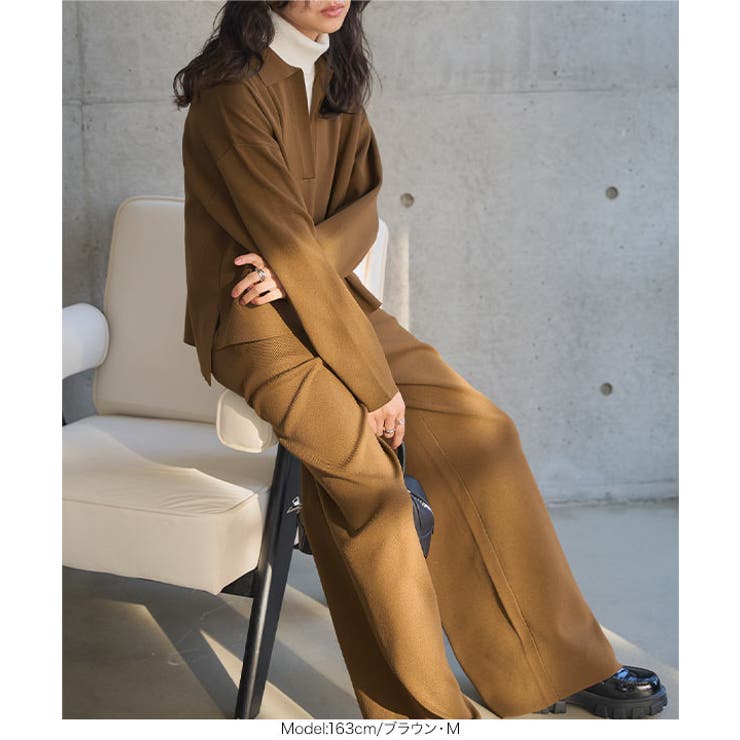 スポンディッシュニットスキッパートップス×ワイドパンツセットアップ トップス × | KOBE LETTUCE | 詳細画像10 