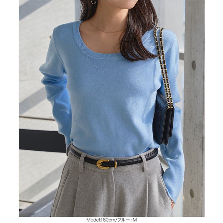 Uネックシンプル長袖ニットトップス［N1241］ Uネック シンプル | KOBE LETTUCE | 詳細画像5 