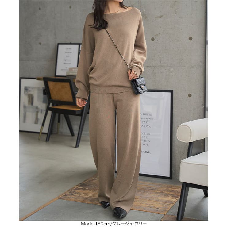 オフショルニットワイドパンツセットアップ［N1256］ ニット セットアップ | KOBE LETTUCE | 詳細画像5 