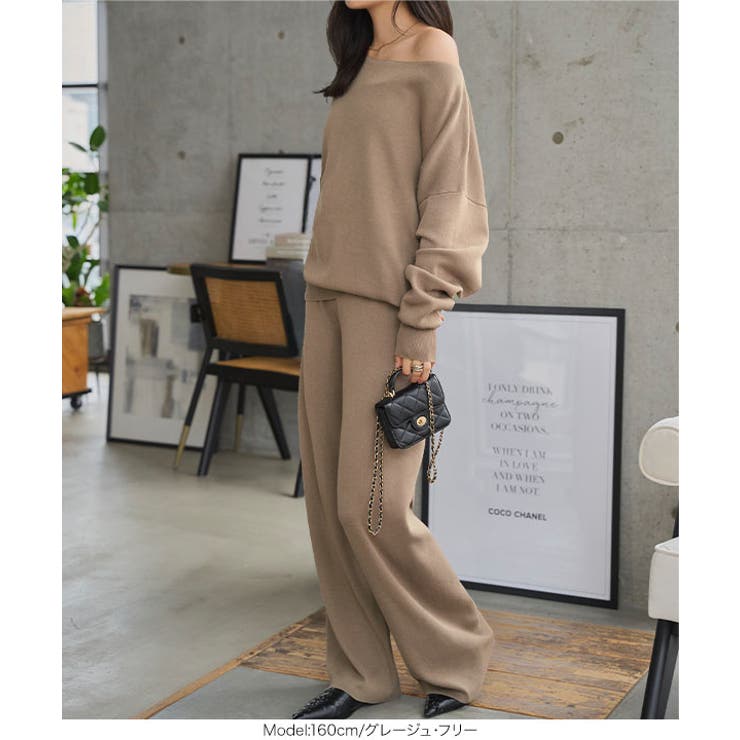 オフショルニットワイドパンツセットアップ［N1256］ ニット セットアップ | KOBE LETTUCE | 詳細画像6 