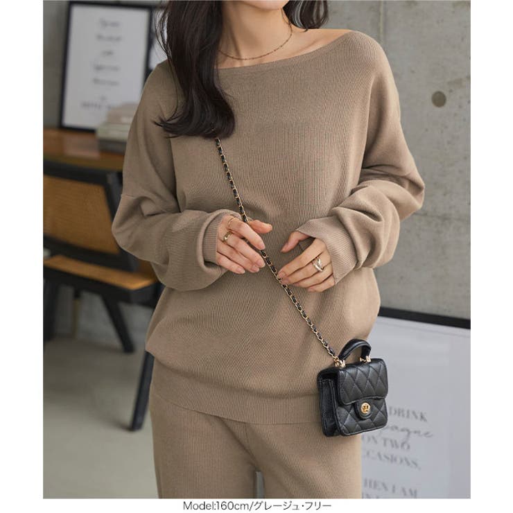 オフショルニットワイドパンツセットアップ［N1256］ ニット セットアップ | KOBE LETTUCE | 詳細画像7 