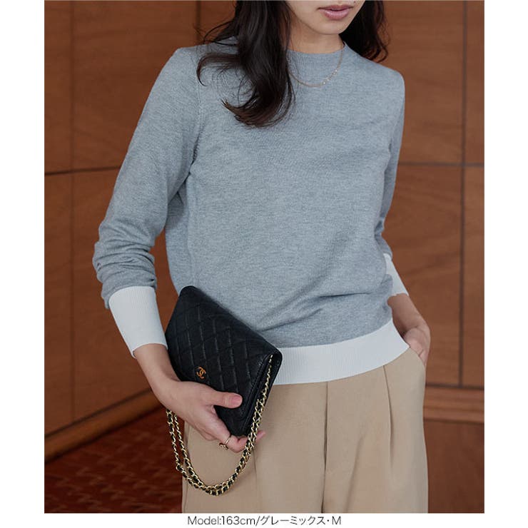 M L 丸首バイカラーニットトップス［N1258］ | KOBE LETTUCE | 詳細画像6 