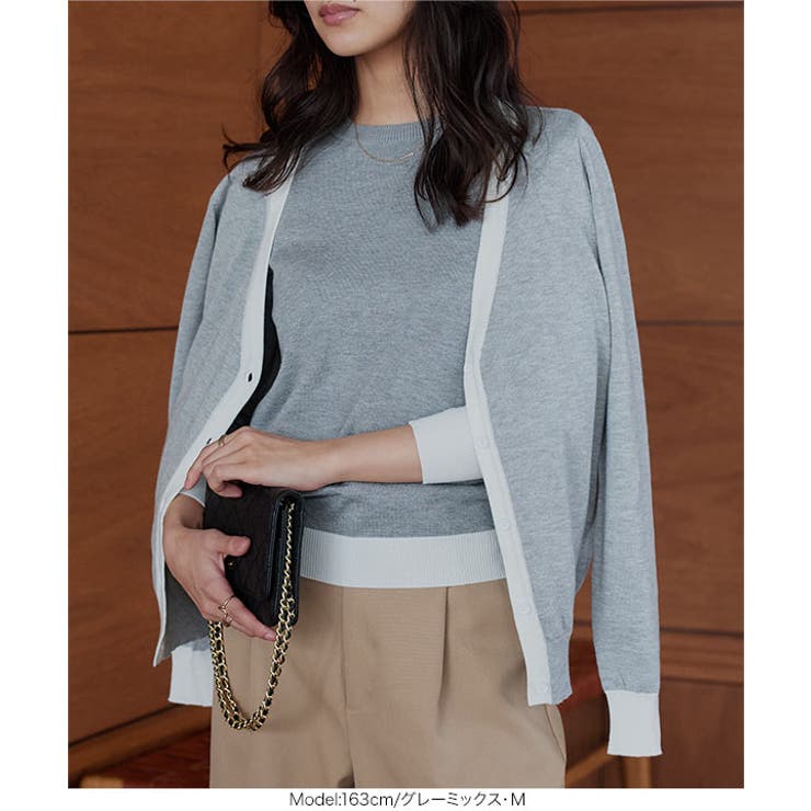 M L 丸首バイカラーニットトップス［N1258］ | KOBE LETTUCE | 詳細画像7 