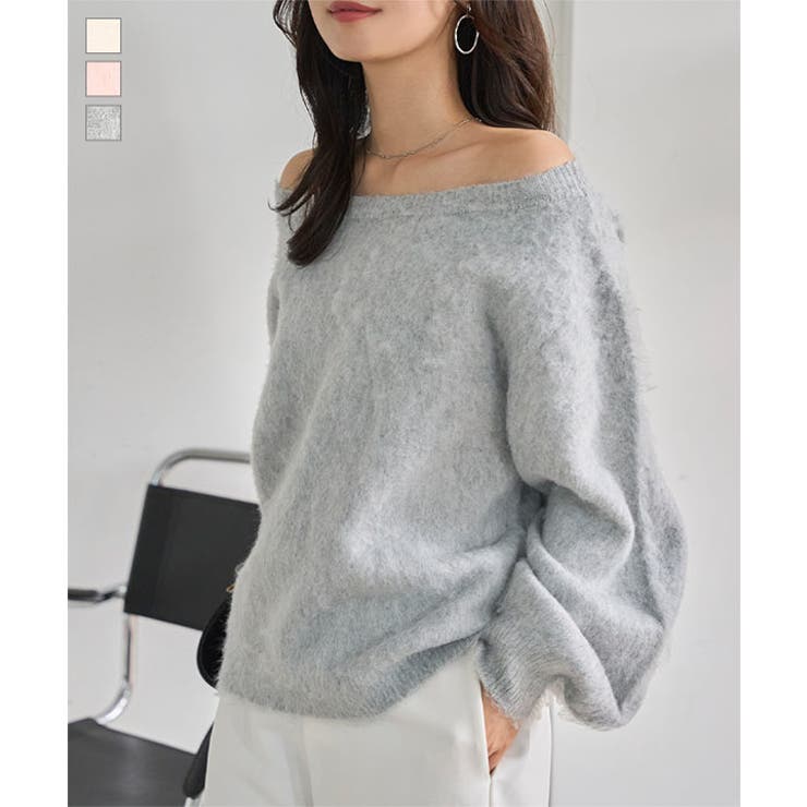 オフショルダーシャギーニットトップス オフショルダー シャギー | KOBE LETTUCE | 詳細画像1 