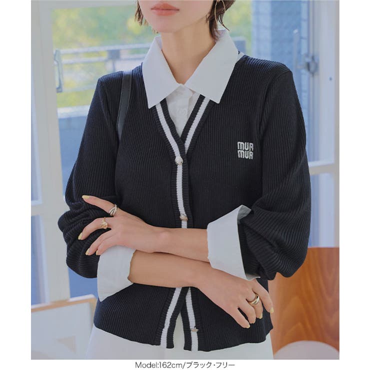 襟ドッキングニットカーディガン［N1268］ 襟ドッキング ニットカーディガン | KOBE LETTUCE | 詳細画像5 