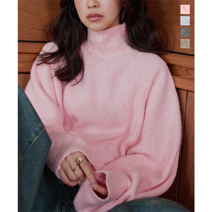 ハイネック起毛糸ニットトップス ハイネック ニット | KOBE LETTUCE | 詳細画像1 