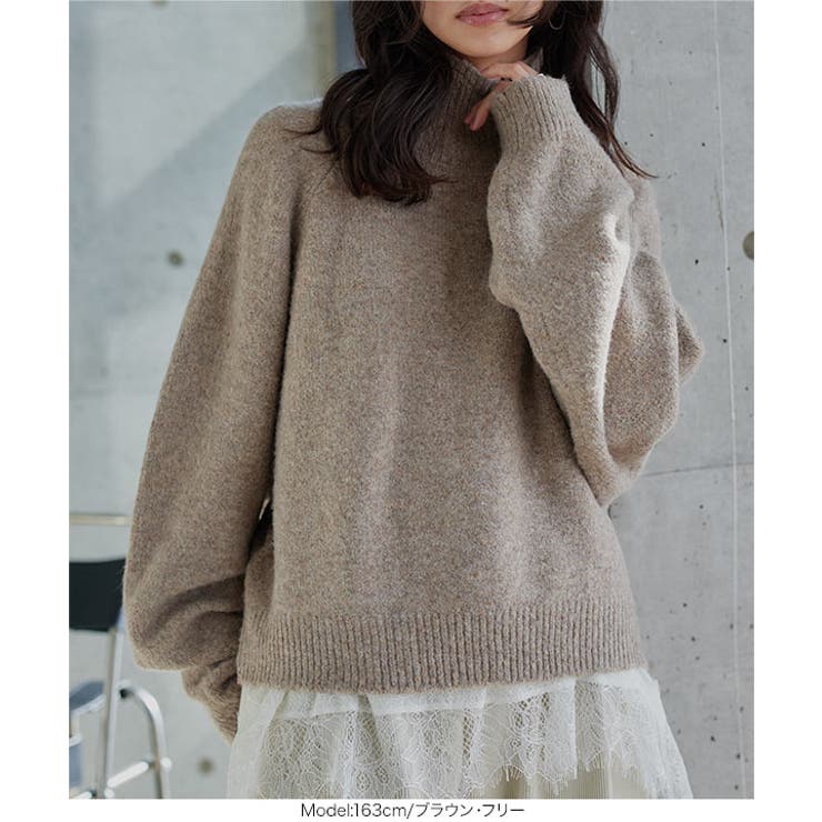 ハイネック起毛糸ニットトップス ハイネック ニット | KOBE LETTUCE | 詳細画像7 