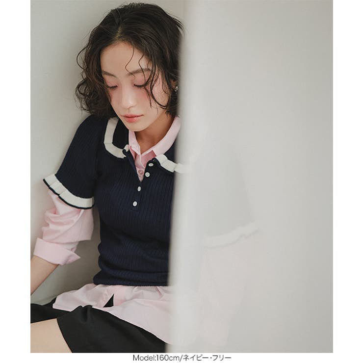 ピコレースポロニットトップス［N1270］ ポロニット トップス | KOBE LETTUCE | 詳細画像2 