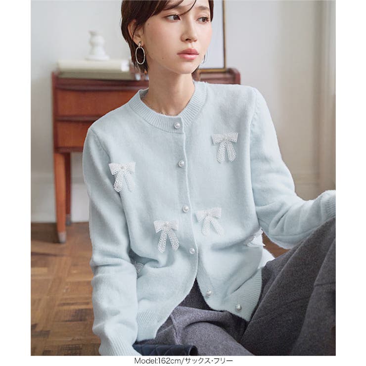 リボンニットカーディガン リボンニットカーディガン レディース | KOBE LETTUCE | 詳細画像3 