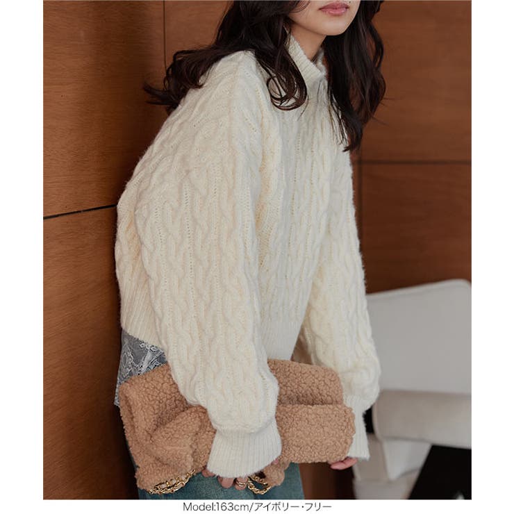 3Dケーブルハイネックニットトップス 3Dケーブル ハイネック | KOBE LETTUCE | 詳細画像6 