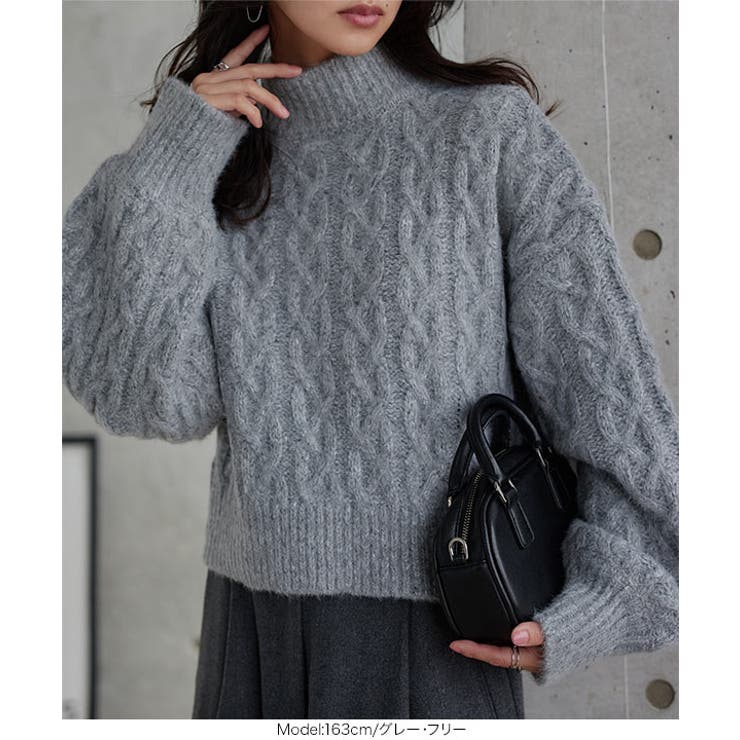 3Dケーブルハイネックニットトップス 3Dケーブル ハイネック | KOBE LETTUCE | 詳細画像7 