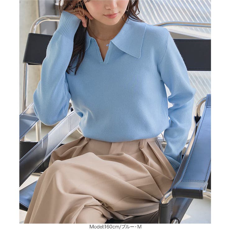 2wayポロニットトップス［N1286］ 2wayポロニットトップス レディース | KOBE LETTUCE | 詳細画像8 