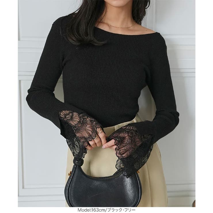 袖口レースリブニットトップス［N1287］ ニット セーター | KOBE LETTUCE | 詳細画像11 